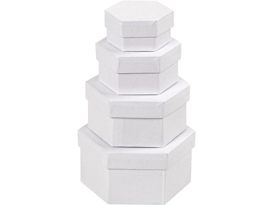 Creativ Company Boîte en carton hexagonal 4 Pièce/s, Blanc