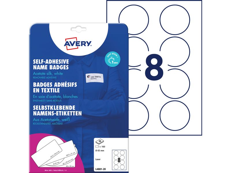 Avery Zweckform Étiquettes porte-noms Ø 65 mm, 20 feuilles