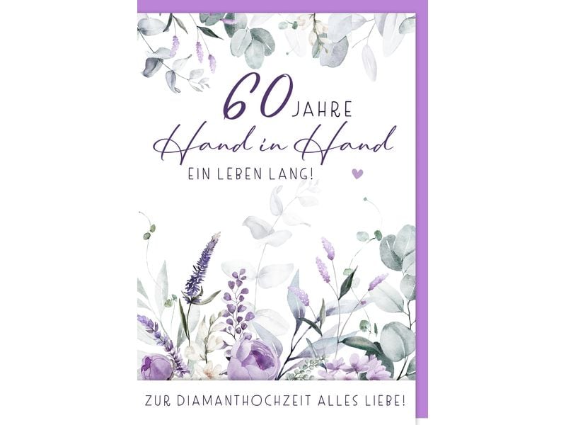 Braun + Company Carte de félicitations 60 ans main dans la main 11.5 x 17 cm