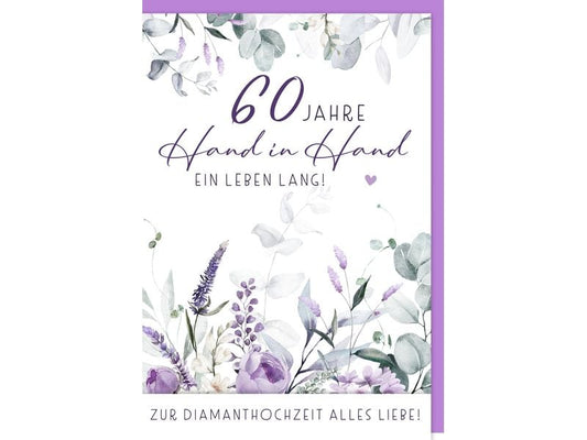 Braun + Company Carte de félicitations 60 ans main dans la main 11.5 x 17 cm