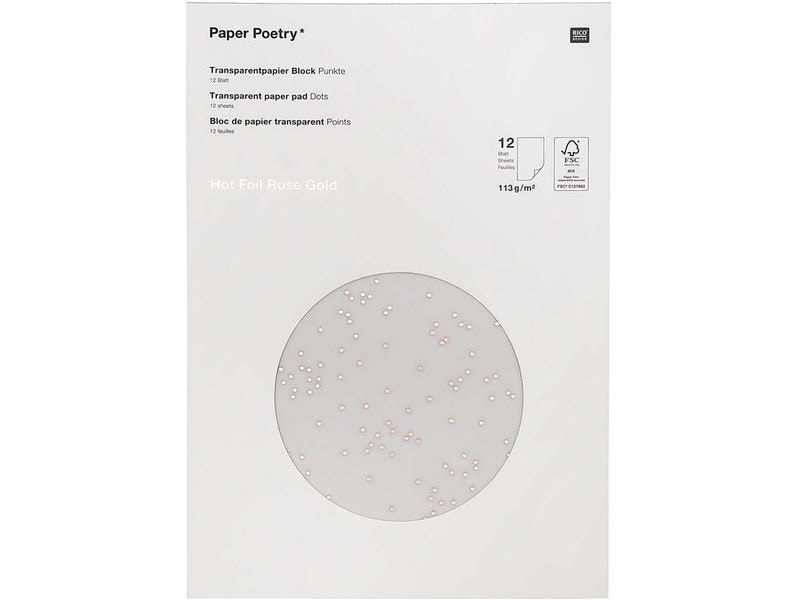 Rico Design Papier transparent Points A4, 113 g/m²,  1 Pièce/s, Or rose
