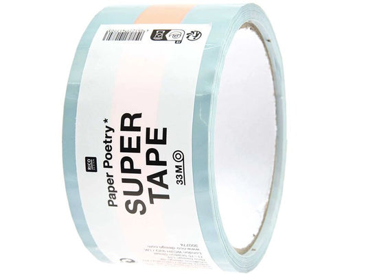 Rico Design Ruban adhésif Paper Poetry 0.5 mm x 33 m, Bleu clair/Orange fluo