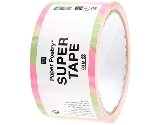 Rico Design Ruban adhésif Paper Poetry 50 mm x 32 m, Rose fluo/Pistache