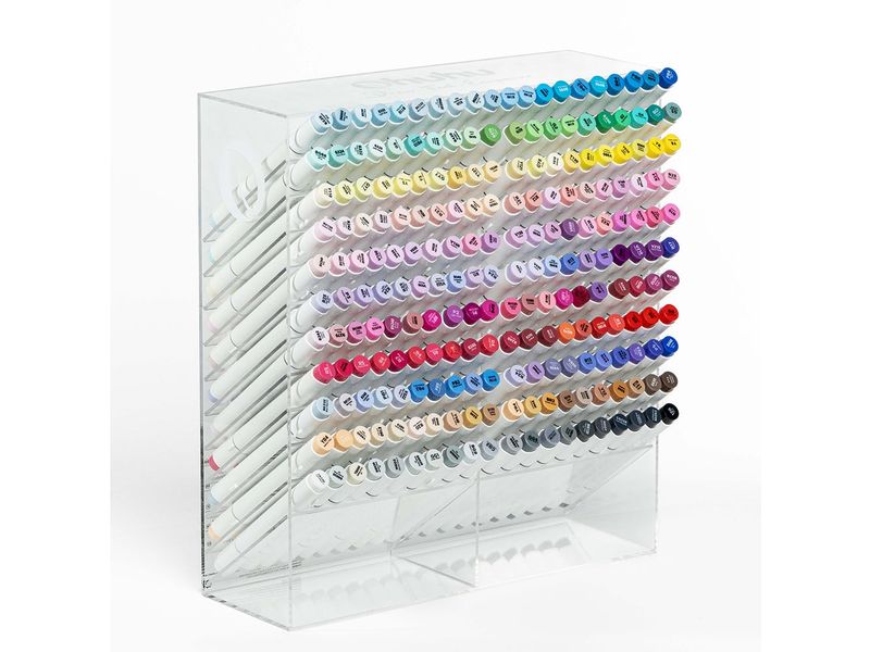 Ohuhu Pot à crayons pour marqueurs et stylos 220 compartiments Transparent