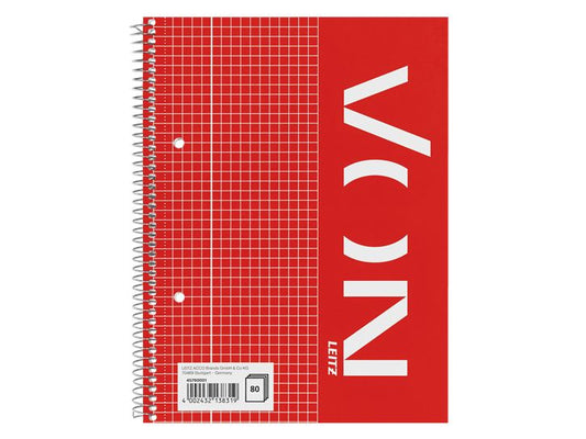 VON Bloc-notes A5 quadrillé, 80 feuilles, rouge, 5 pièces