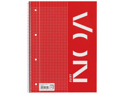 VON Bloc-notes A4 quadrillé, 80 feuilles, rouge, 5 pièces