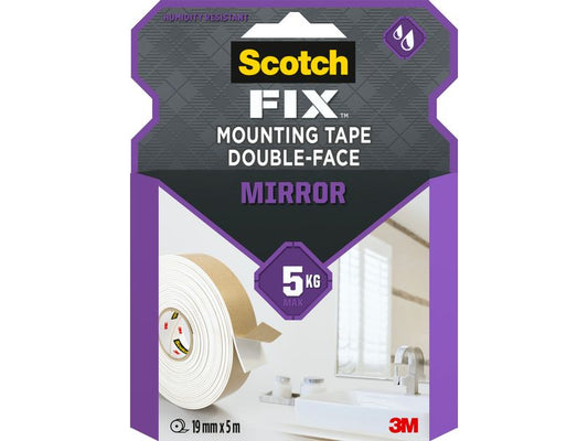3M Ruban de montage pour miroir 19 mm x 5 m, Blanc