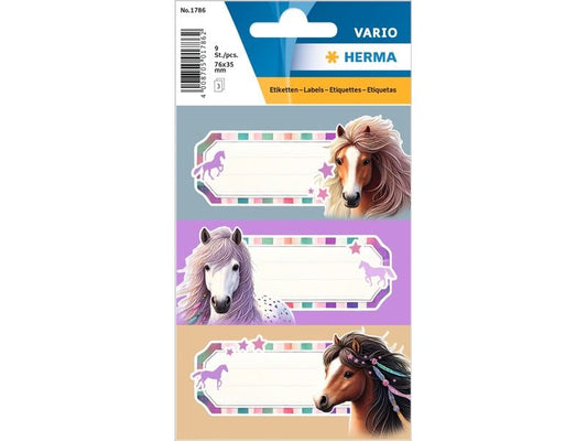 Herma Stickers Étiquettes scolaires Le monde du cheval 3 feuilles de 3 étiquettes chacune