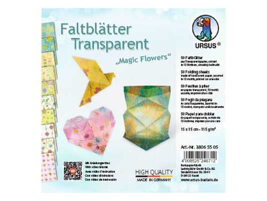 URSUS Feuilles origami Fleurs magiques 15 x 15 cm, 115 g/m², 50 feuilles