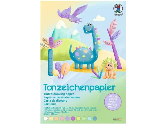 URSUS Papier coloré A3, 130 g/m², 10 feuilles, 10 couleurs
