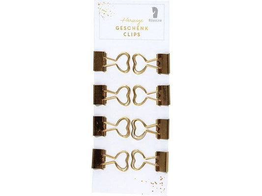Rössler Clips cadeaux avec cœur 8 Pièce/s, Doré