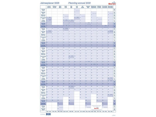 Berec Pianificatore annuale en format vertical, laminé 2026