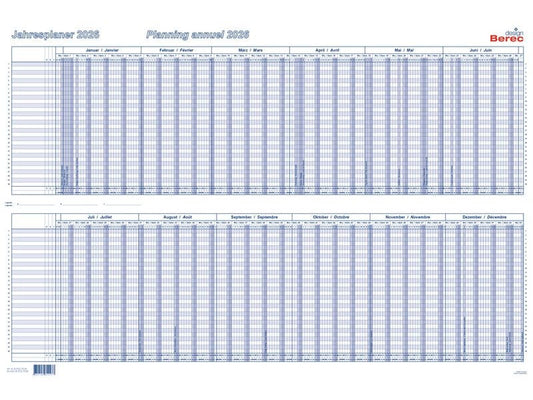 Berec Pianificatore annuale au format semestriel, horizontal, plastifié 2026