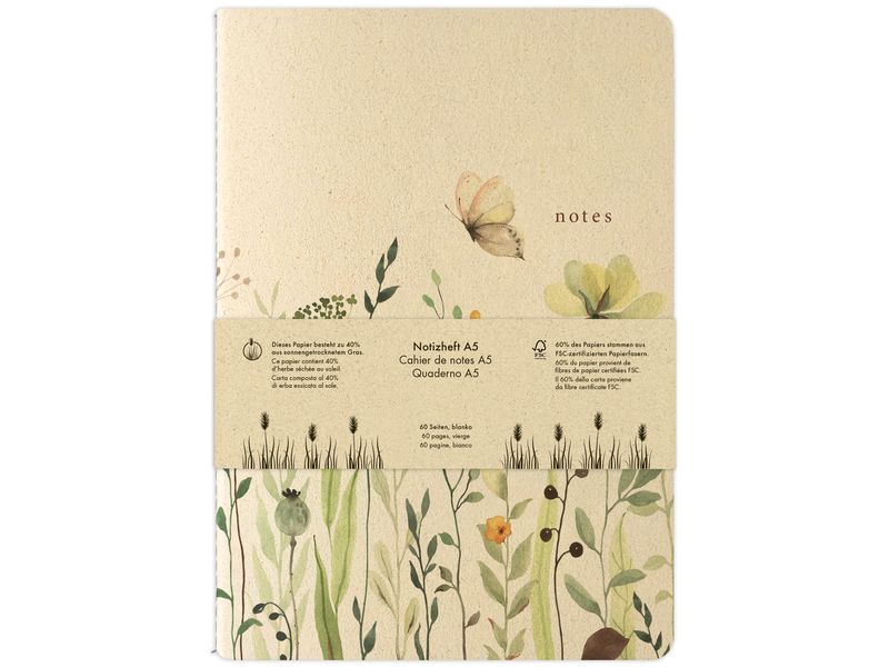 Natur Verlag Carnet de notes Prairie fleurie 14.8 x 21 cm, Vierge