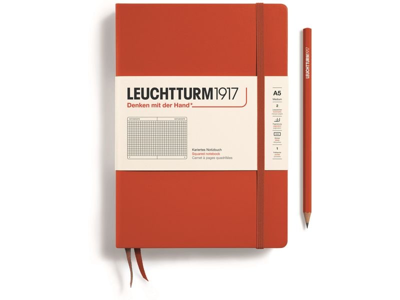 Leuchtturm Bloc-notes Medium A5, À carreaux, Rouge