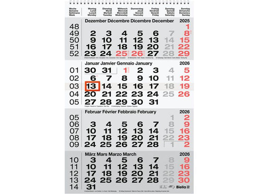 Biella Calendrier sur 4 mois 31 x 47 cm