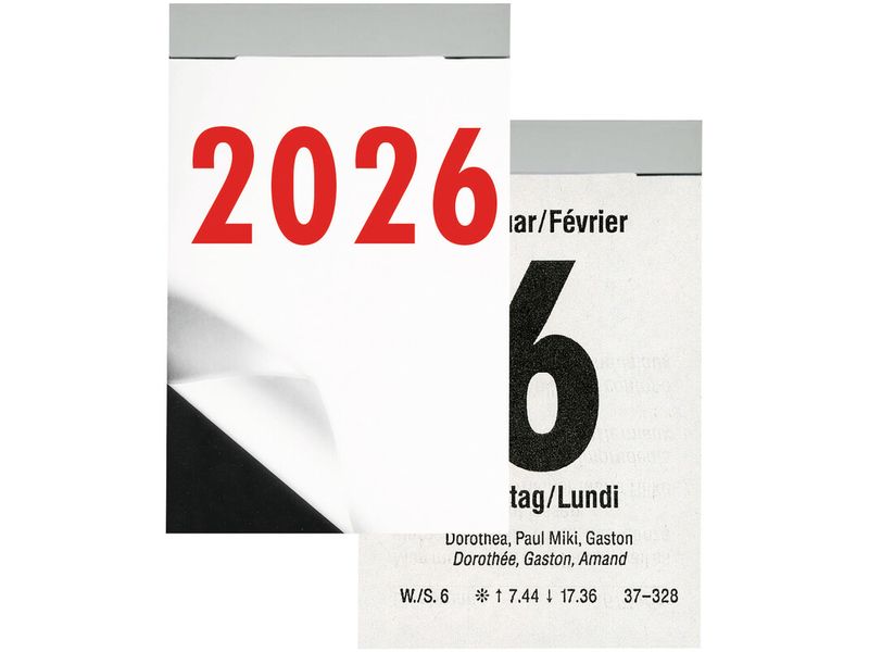 Biella Calendario da strappare Calendrier à effeuiller Jour 5.4 x 8 cm, haut