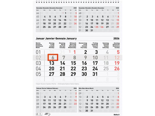 Biella Calendrier sur 5 mois 31 x 40 cm