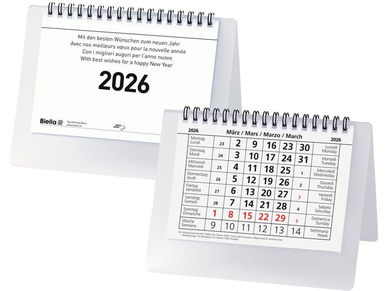 Biella Agenda de table Bloc mensuel Desktop Basic 14.8 x 10.5 cm