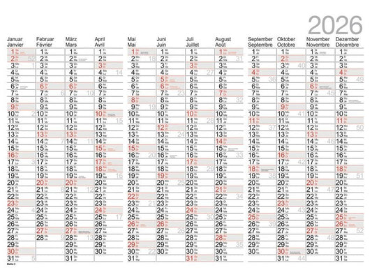 Biella Calendrier Planning annuel mural 98 x 68 cm