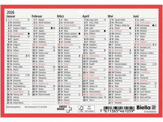 Biella Calendario della lavagna 16.5 x 11.5 cm, 6 mois par page