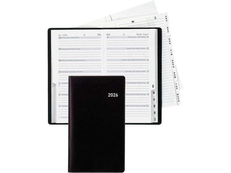 Biella Planning Bern Noir, 8.7 x 15.3 cm, 1 semaine/2 pages