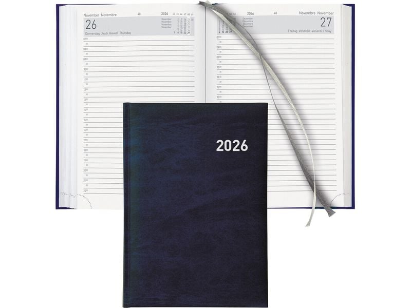 Biella Agenda commercial Exécutif Bleu foncé, 14.5 x 20.5 cm