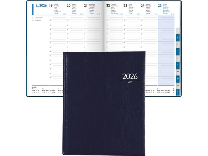 Simplex Agenda hebdomadaire Business Timer 14.8 x 20.8 cm, 2026, Bleu foncé