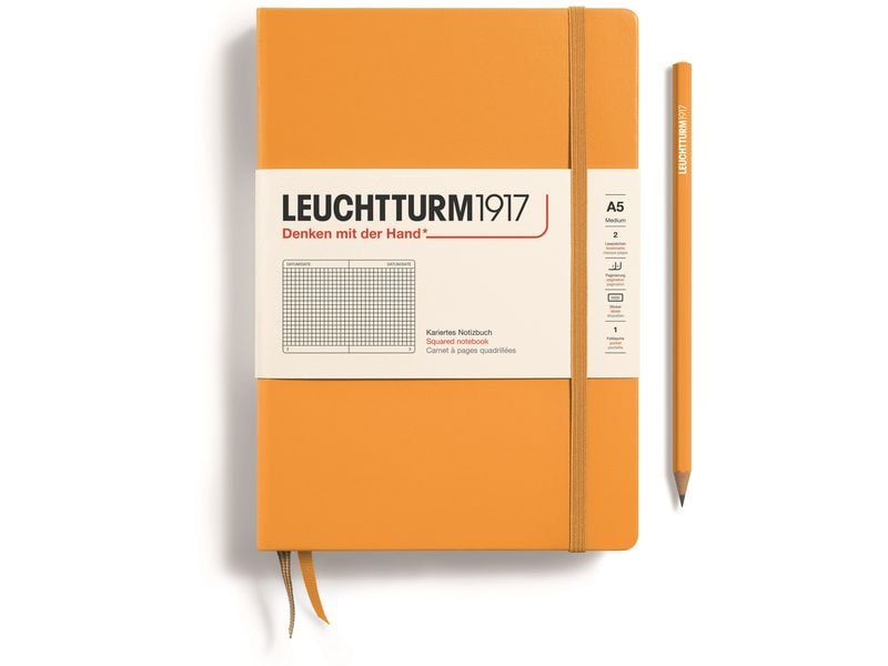 Leuchtturm Bloc-notes Medium A5, À carreaux, Orange