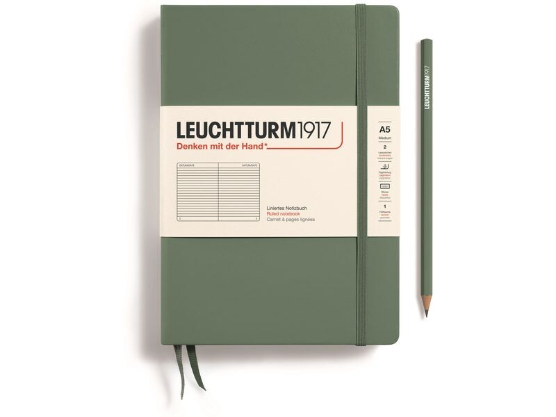 Leuchtturm Bloc-notes Medium A5, À lignes, Vert olive