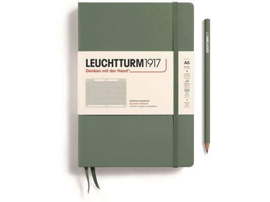 Leuchtturm Bloc-notes Medium A5, À carreaux, Vert olive