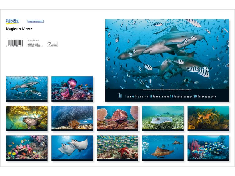 Korsch Verlag Calendrier illustré Magie des mers 2026
