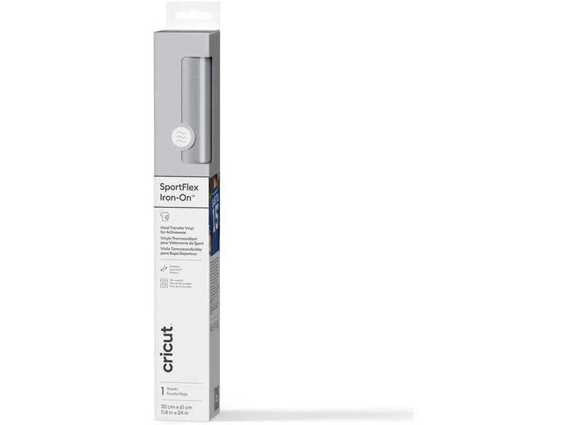 Cricut Film thermocollant Sportflex 30 x 61 cm, 1 Pièce/s, Argenté