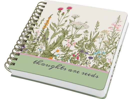 Jolie Carnet de notes à spirales Herbes sauvages, 23.4 x 21.5 cm, Pois, Vert/Blanc