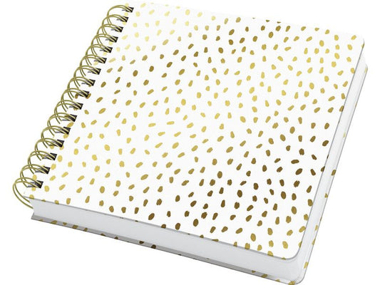 Jolie Carnet à spirales Golden Rain, 23.4x21.5cm,Vierge,Doré/Blanc