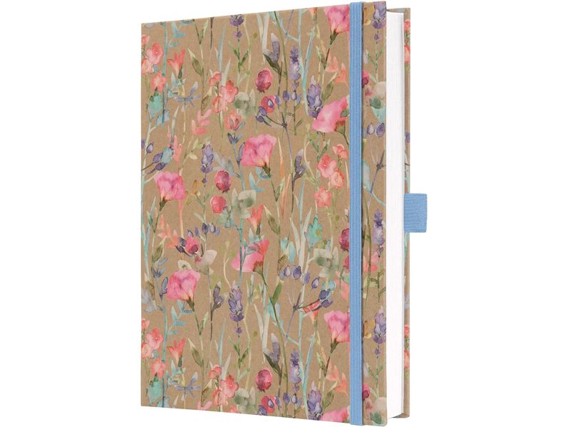 Jolie Bloc-notes Fleur sauvage pure, A5, À lignes, Bleu/Rose