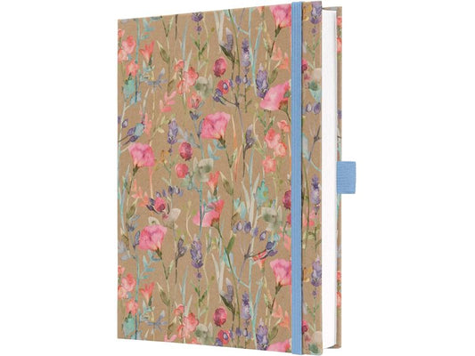 Jolie Bloc-notes Fleur sauvage pure, A5, À lignes, Bleu/Rose