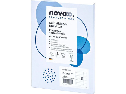 novooo. Étiquettes autocollantes 48.5 x 25.4 mm, 40 feuilles