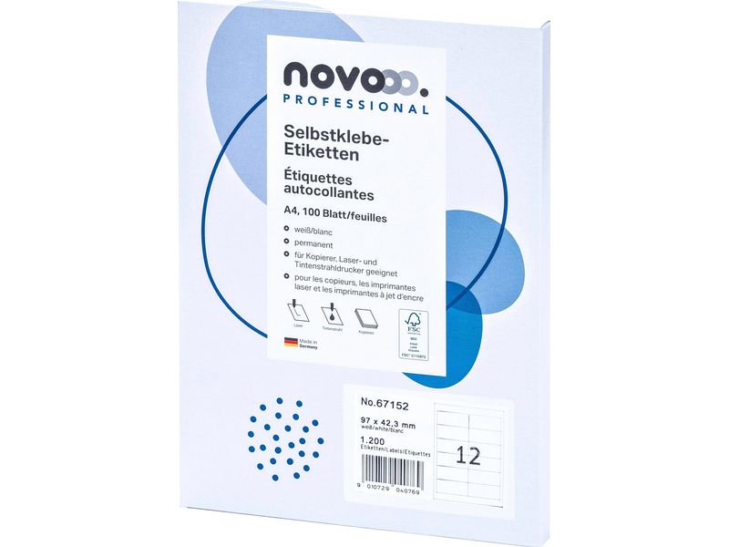 novooo. Étiquettes autocollantes 97 mm, 100 feuilles
