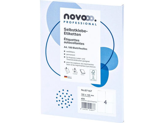 novooo. Étiquettes autocollantes 105 x 148 mm, 100 feuilles