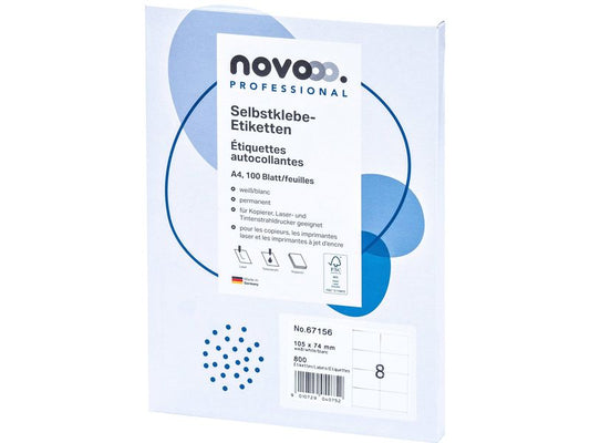 novooo. Étiquettes autocollantes 105 x 74 mm, 100 feuilles