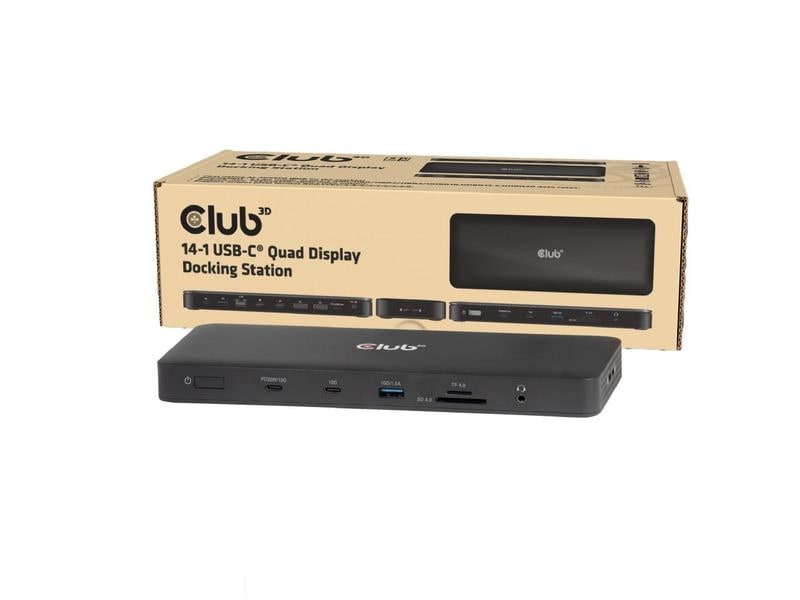 Club 3D Station d'accueil CSV-2540 14-1 Écran Quad USB-C