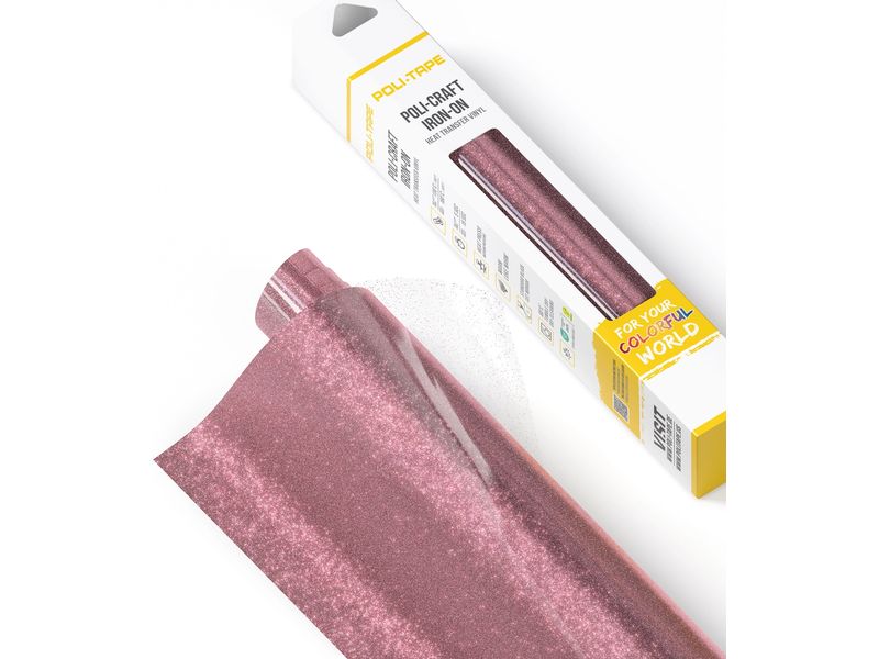 Poli-Tape Film thermocollant Pearl Glitter, 30.5 x 61 cm, or rose