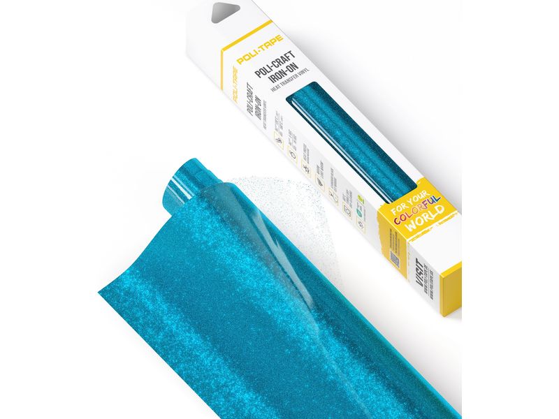 Poli-Tape Film thermocollant Pearl Glitter, 30.5 x 61 cm, bleu