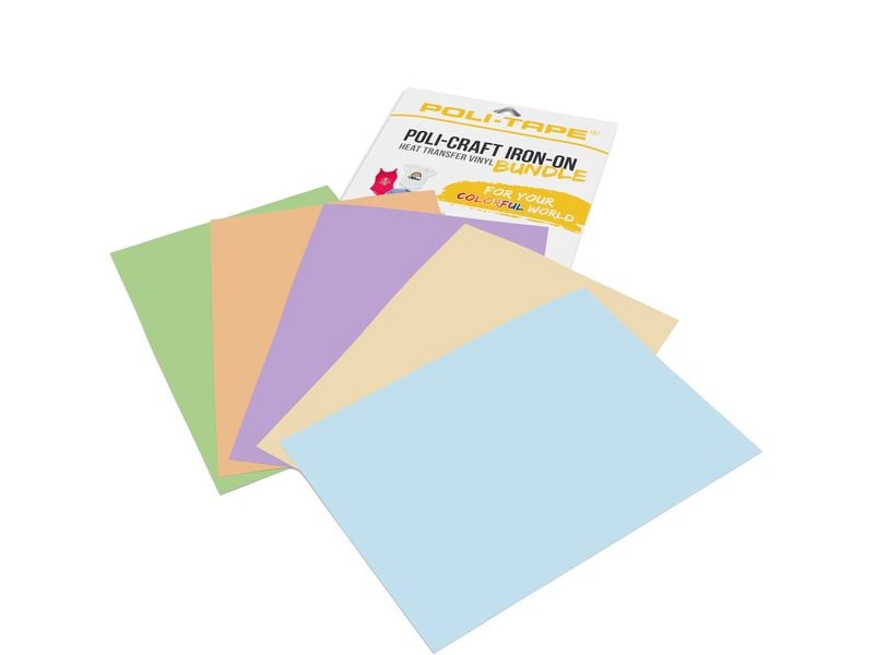 Poli-Tape Film thermocollant Pastel A4, multicolore, 5 pièces