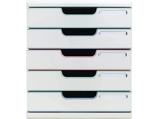 Exacompta Boîte à tiroirs Modulo AutentiK, A4+, 5 tiroirs, multicolore