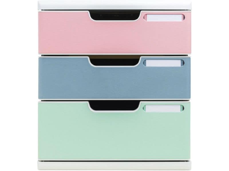 Exacompta Boîte à tiroirs Modulo AutentiK, A4+, 3 tiroirs, multicolore