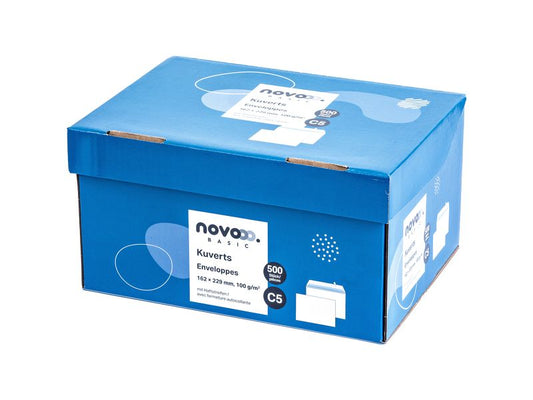 novooo. Enveloppe o/fenêtre C5 Blanc, 500 pièces