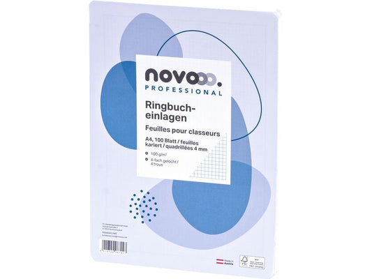 novooo. Feuillets mobiles A4, quadrillé 4 mm 100g, 100 feuilles