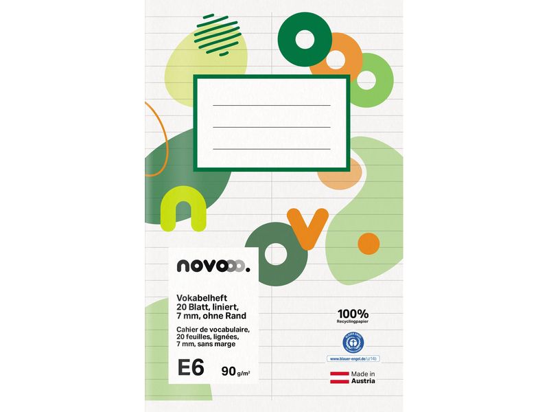 novooo. Cahier d'école E6, 7 mm ligné sans marge 90 g 1 Pièce/s